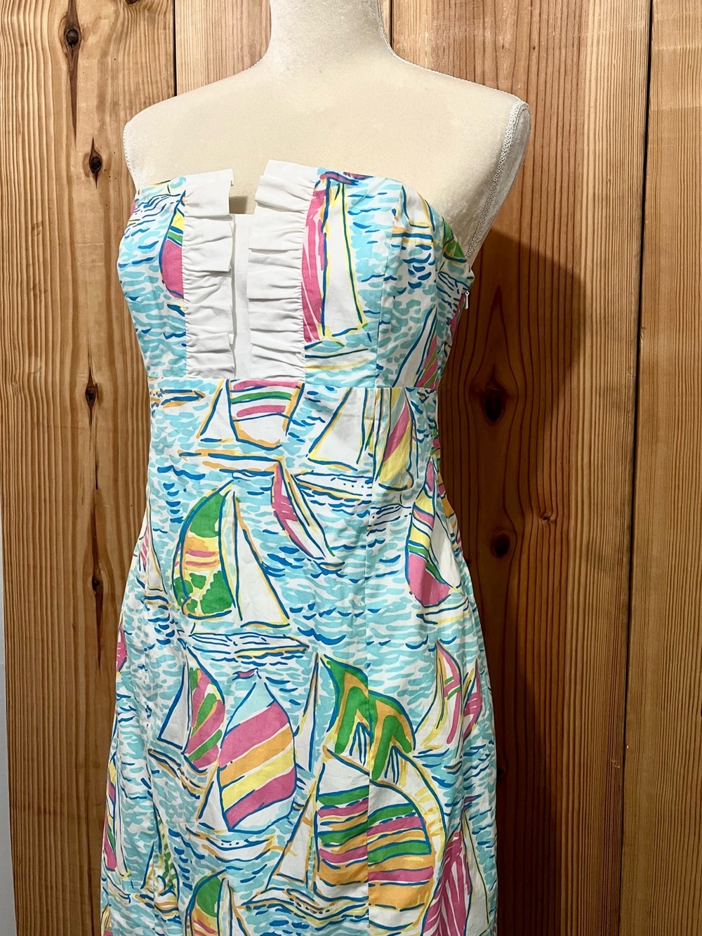 Lilly Pulitzer 32665 Franco Strapless Dress Multi You Gotta Regatta Size 8 - Picture 3 of 12